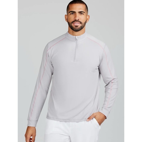 $78 TASC Carrollton Quarter 1/4 Zip Sweatshirt Men's Medium Grey Cotton BAMBOO - Picture 1 of 8